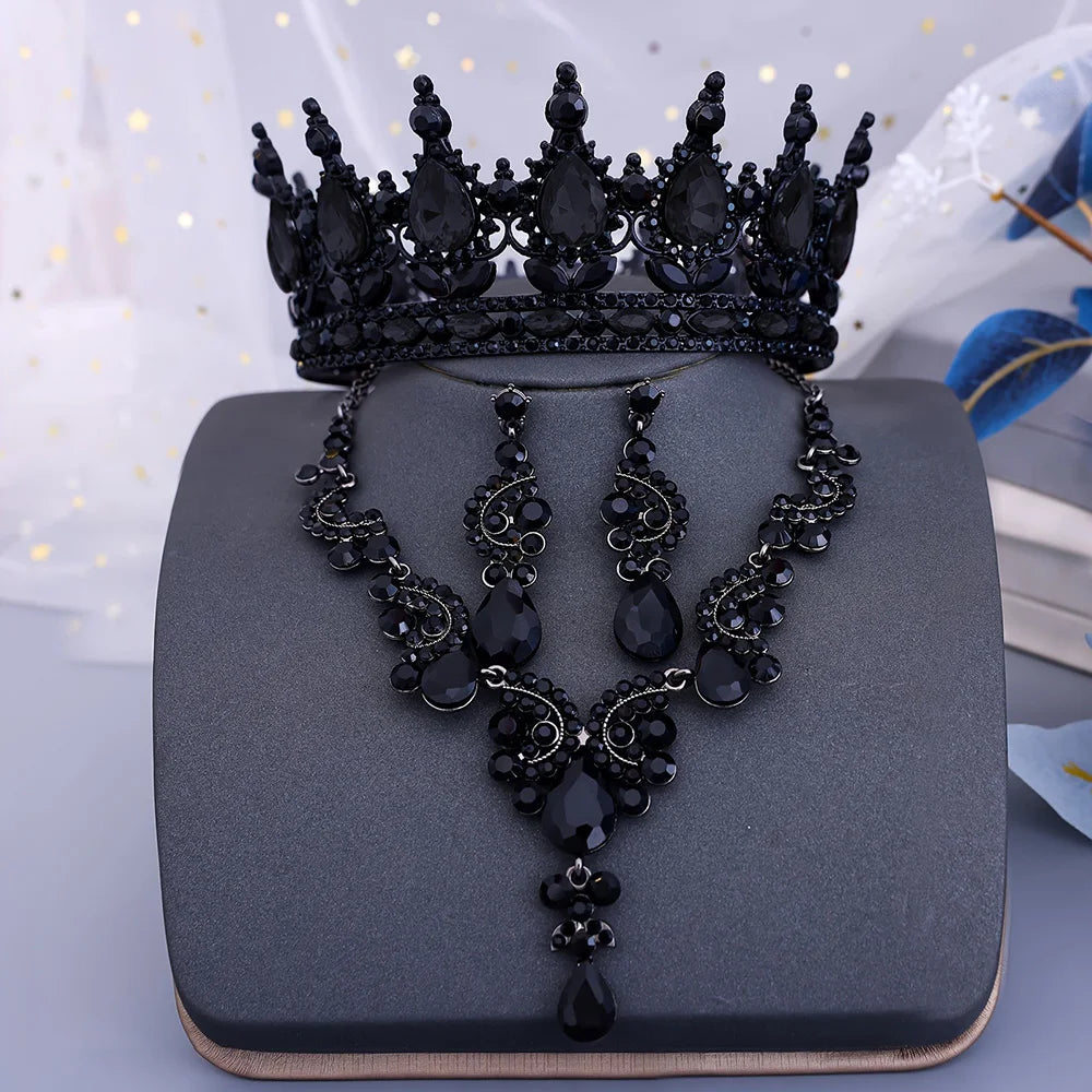 3 pièces accessoires de cheveux de mariée luxueux accessoires de cérémonie de banquet pour femmes mode bijoux de mariée colliers boucles d'oreilles ensembles de couronnes