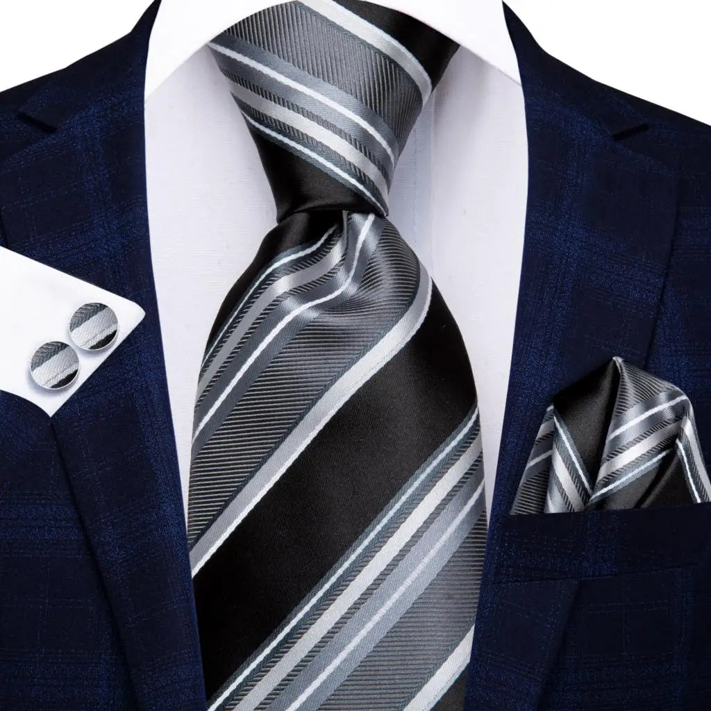 Silk Paisley & Floral Necktie Gift Set | Groom & Groomsmen Wedding Tie with Pocket Square & Cufflinks