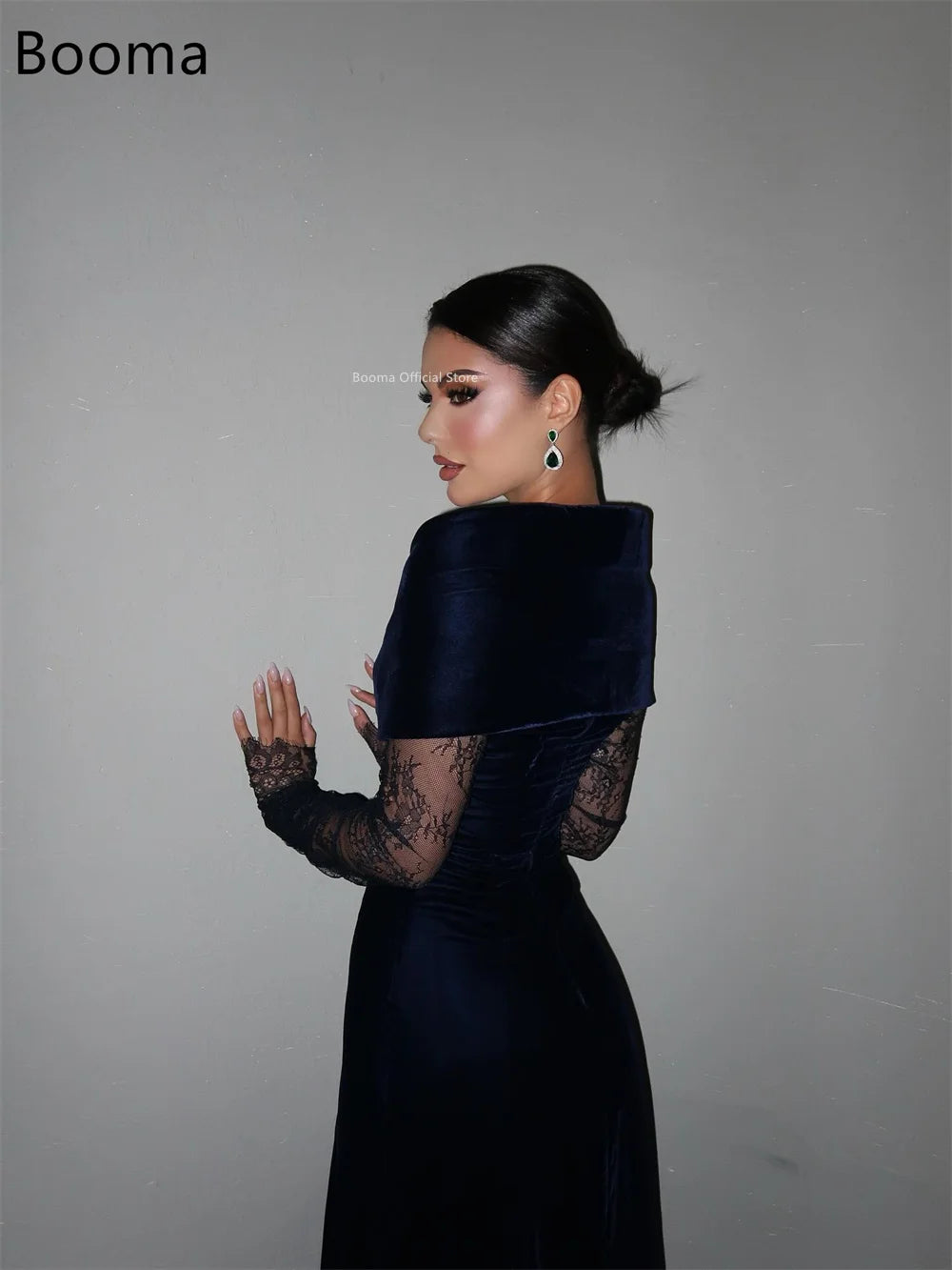 Booma A-Line Lace Velvet Evening Dresses Formal Party Gowns for Women Off The Shoulder Elegant Prom Gown Customize 2025