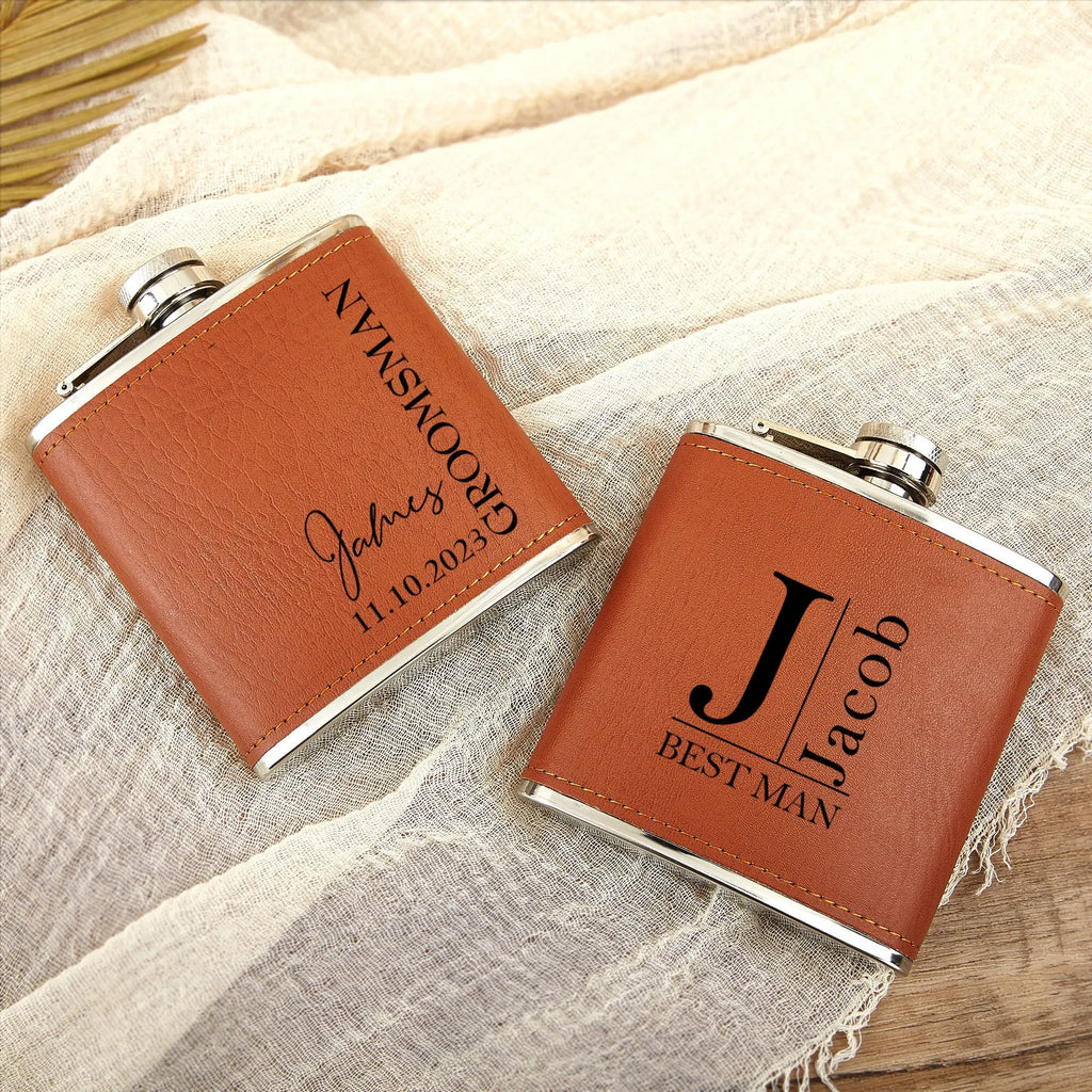 Personalized Engraved Hip Flask – Groomsmen & Best Man Gift | 6oz with Gift Box