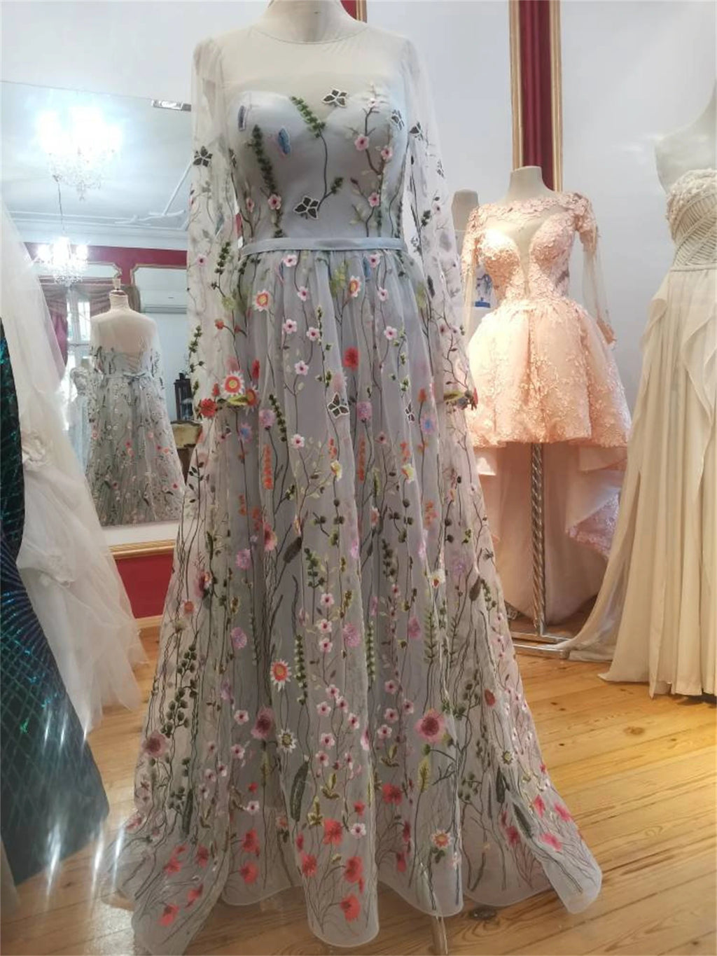 Wedding Ball Gowns Long Dresses for Special Events Line A Prom Dress Women Flowers Gala Dresses Customized Mesh Evening Gown