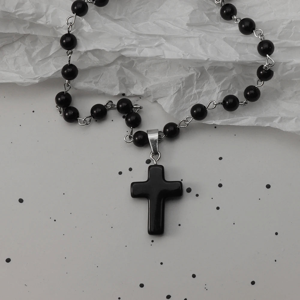 Parure collier chauve-souris gothique et croix superposées — Style sombre Y2K