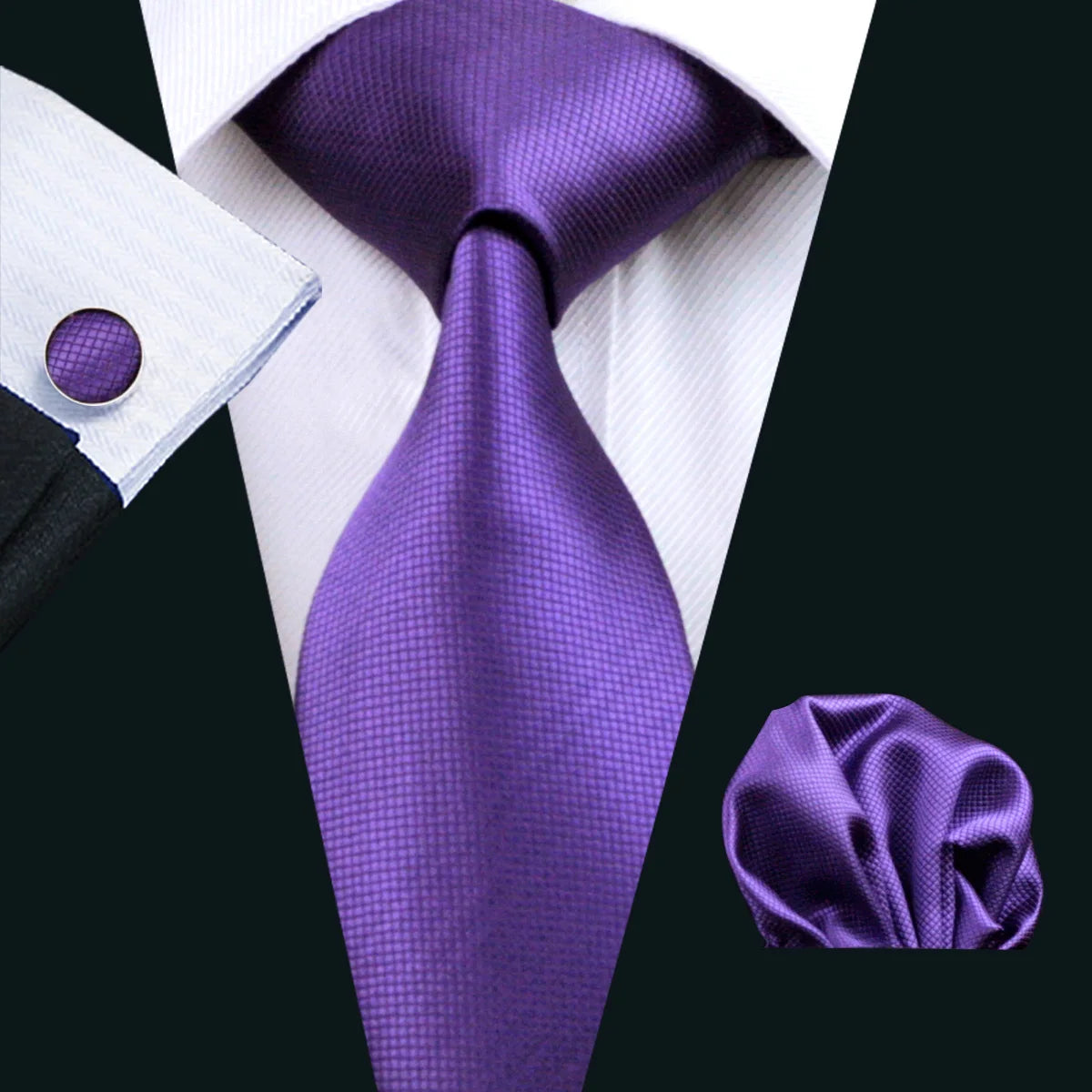 Cravate Homme en Soie Violette Unie avec Pochette Barry.Wang, Ensemble de Cravate et Mouchoir de Poche, Nœuds Papillons Floraux Paisley pour Homme, Cadeau pour Fête, Marié