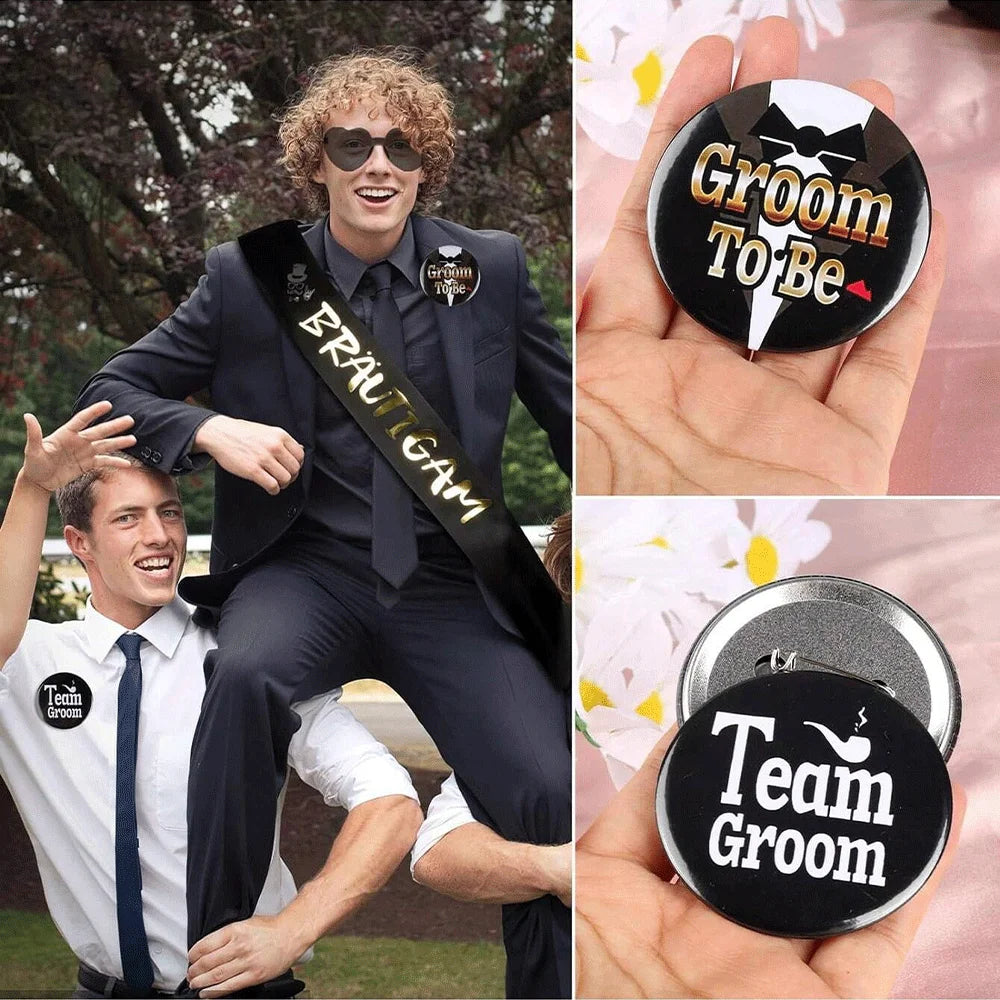 Team Bride & Team Groom Button Pin Set | Bachelorette Party Badges | Bridesmaid Gift Favors
