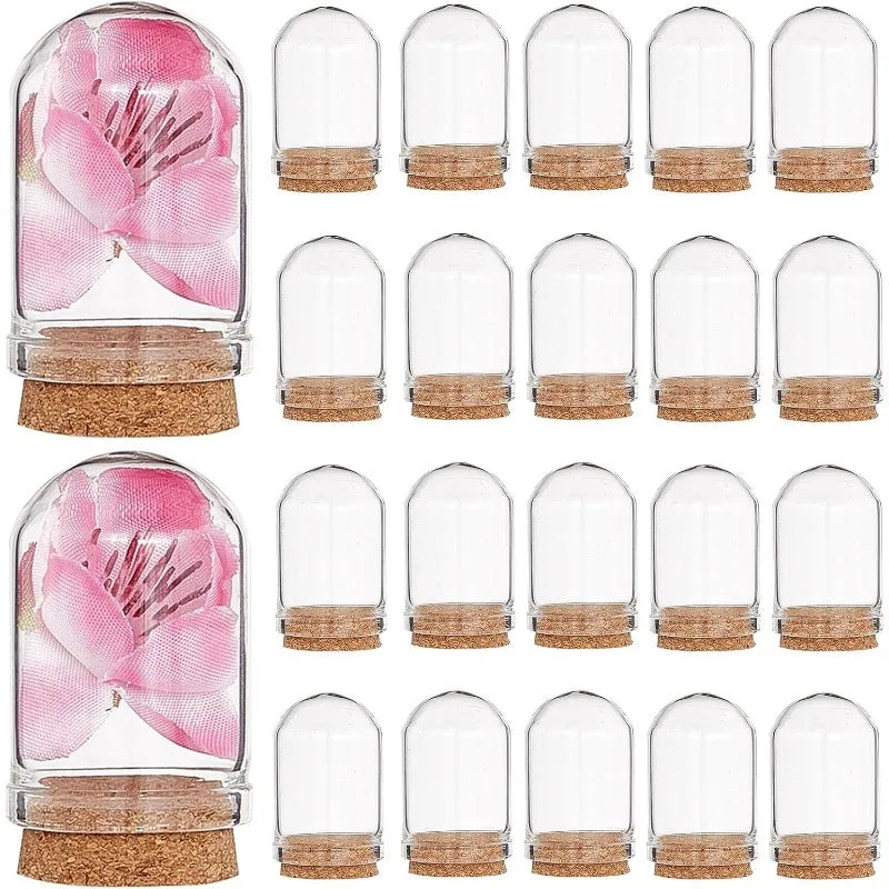 24pcs Glass Cloche Bell Jar with Cork Base - 5 Sizes Display Case for Flowers Mini Bottles Terrarium Home Party Wedding Decor