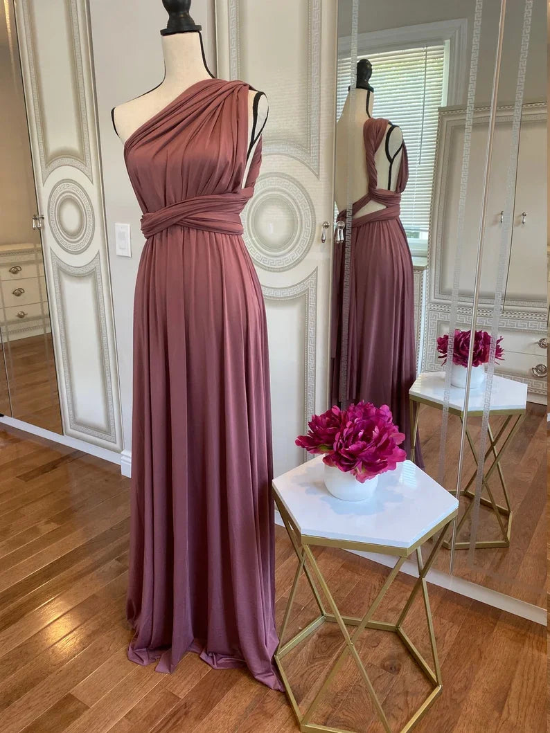 Robe de demoiselle d'honneur, robe longue vert olive de demoiselle d'honneur, robe convertible pour cortège nuptial, robe infinie multivoies, robe sur mesure