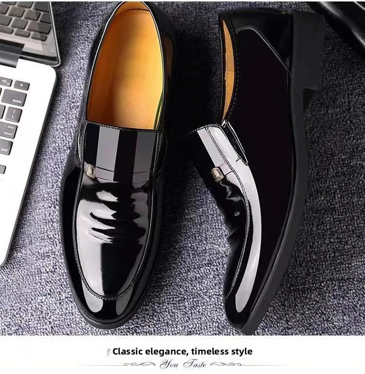 Chaussures en cuir habillées pour hommes, style britannique, décontractées, pour marié, rehaussant la taille, respirantes, à bout pointu, pour l'été