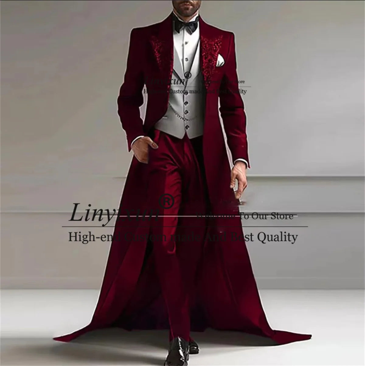 Costumes d'affaires pour hommes, Paillettes brillantes, Revers à pointe, Manteaux longs, Pantalons, Blazer, Ensembles 3 pièces, Tenues de marié, Tuxedos de mariage, Personnalisables