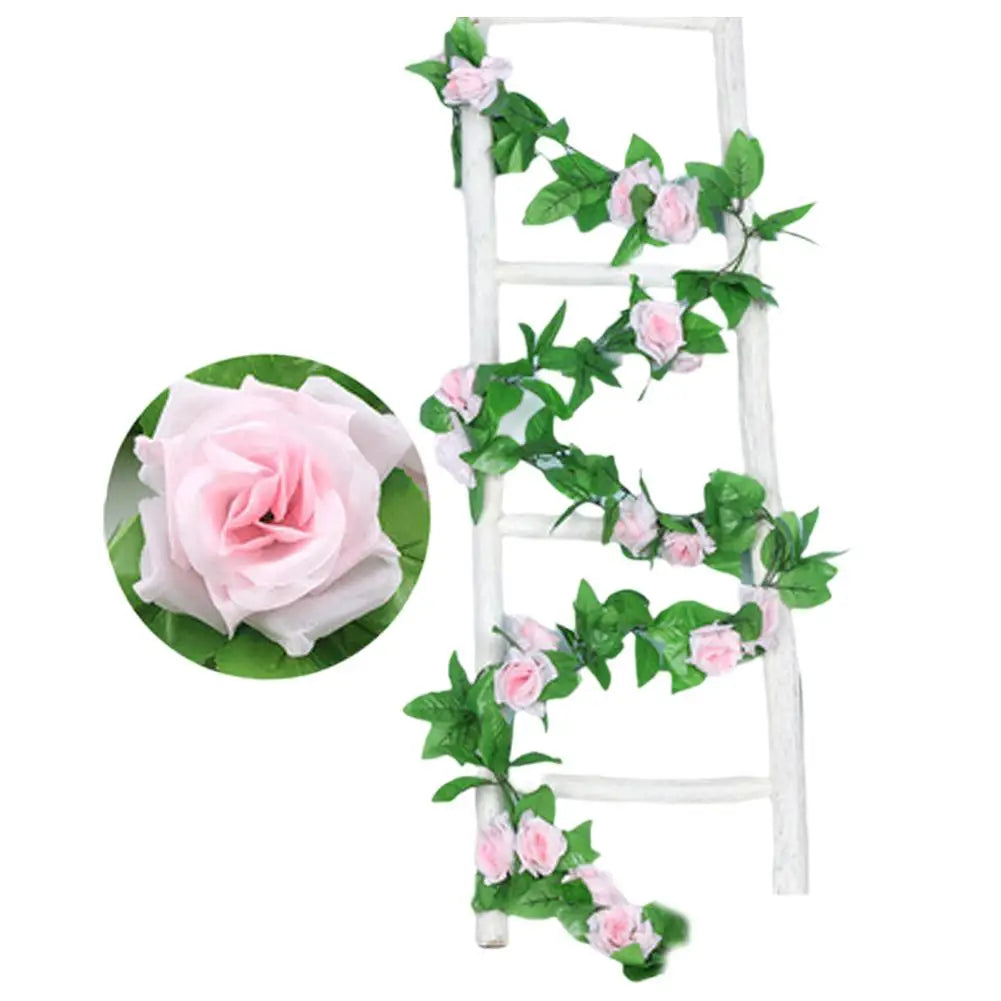 2.3M Guirlande de roses rouges artificielles en soie pour décoration de mariage, fausses fleurs pour la maison, décoration de chambre, vigne florale verte