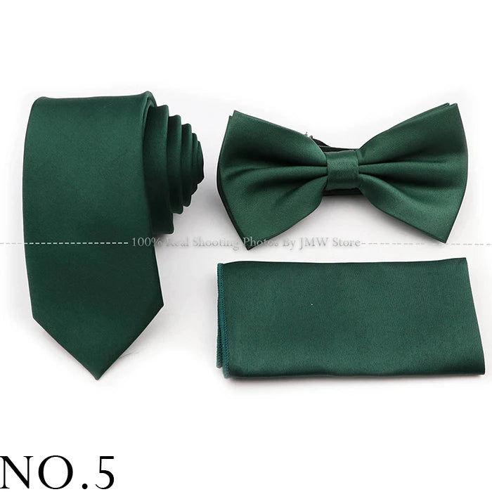 Ensemble cravate et nœud papillon violet bleu sauge vert en polyester, boutons de manchette et broche pour costume de marié, cravate de mariage, accessoire de chemise