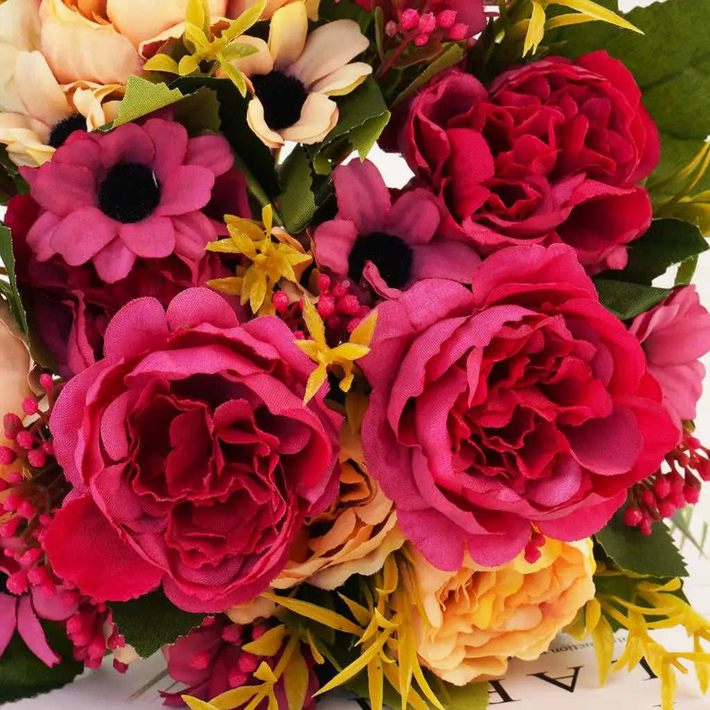 Oil Painting Peony Artificial Flower Bridal Bouquet