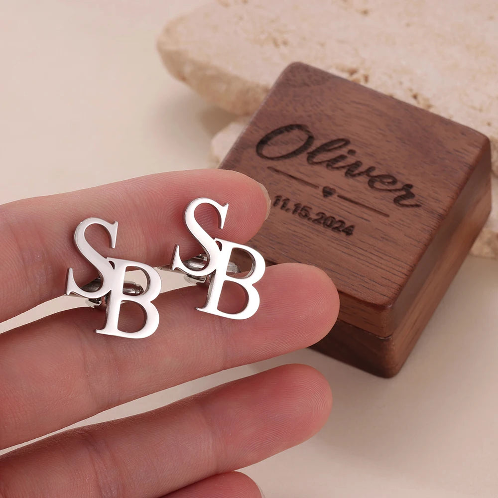 Personalized Initial Cufflinks for Men | Custom Monogram Groom & Wedding Gift
