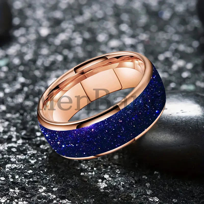 Bague de mariage pour homme 4/6/8mm - Bague en carbure de tungstène avec sable galactique concassé Espace cosmique Bague de mariage unisexe Bague de fiançailles Pour lui