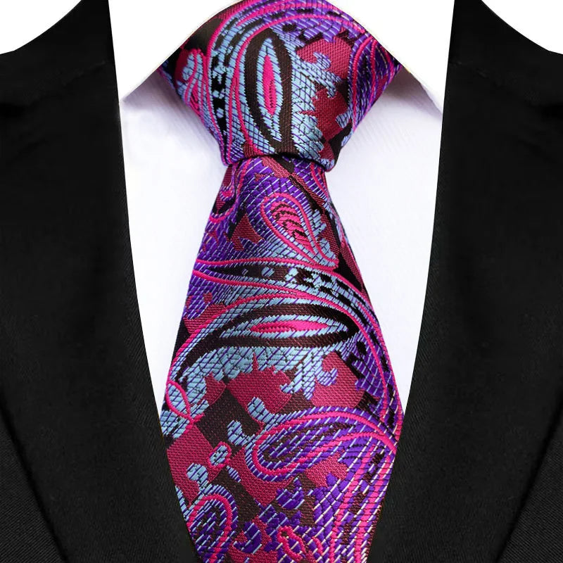 Cravate de luxe 8CM pour homme, motifs floraux et cachemire, tissée jacquard, accessoires pour occasions d'affaires et de mariage.