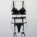 Brskbzda Nouvelle Lingerie Fine Sexy en Dentelle pour Femmes Soutien-Gorge et Culotte 4 Pièces avec Jarretelles Ensemble de Lingerie Érotique de Luxe Sans Couture