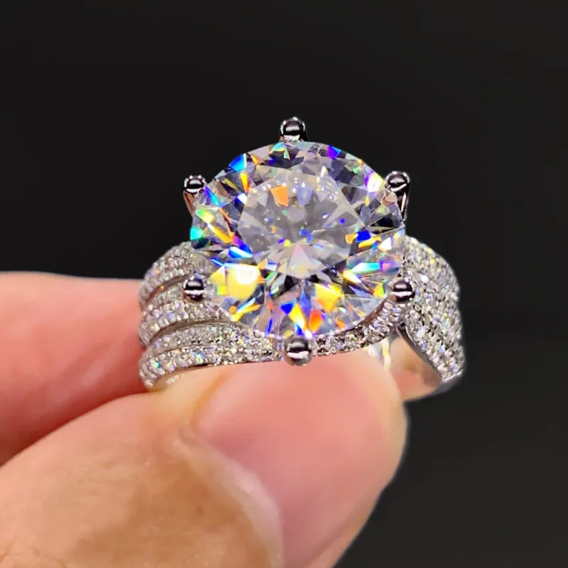 Luxury Moissanite Engagement Ring — 925 Sterling Silver