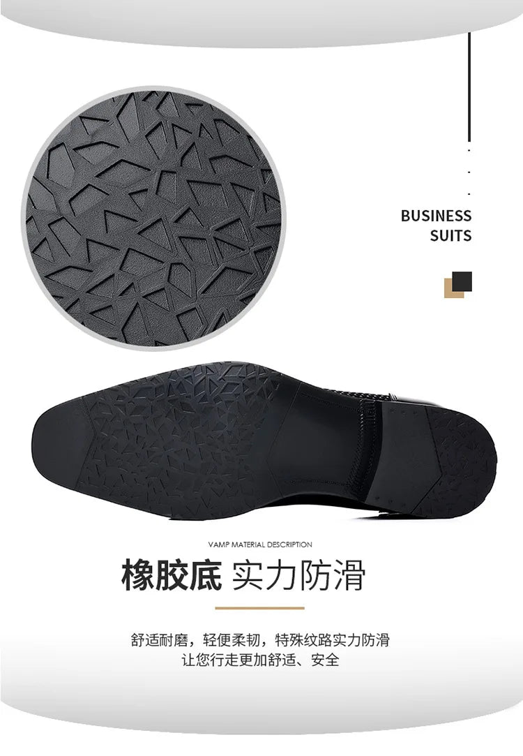 Chaussures habillées classiques tendance pour hommes Richelieus en cuir verni Chaussures de mariage formelles en cuir noir à lacets 2023