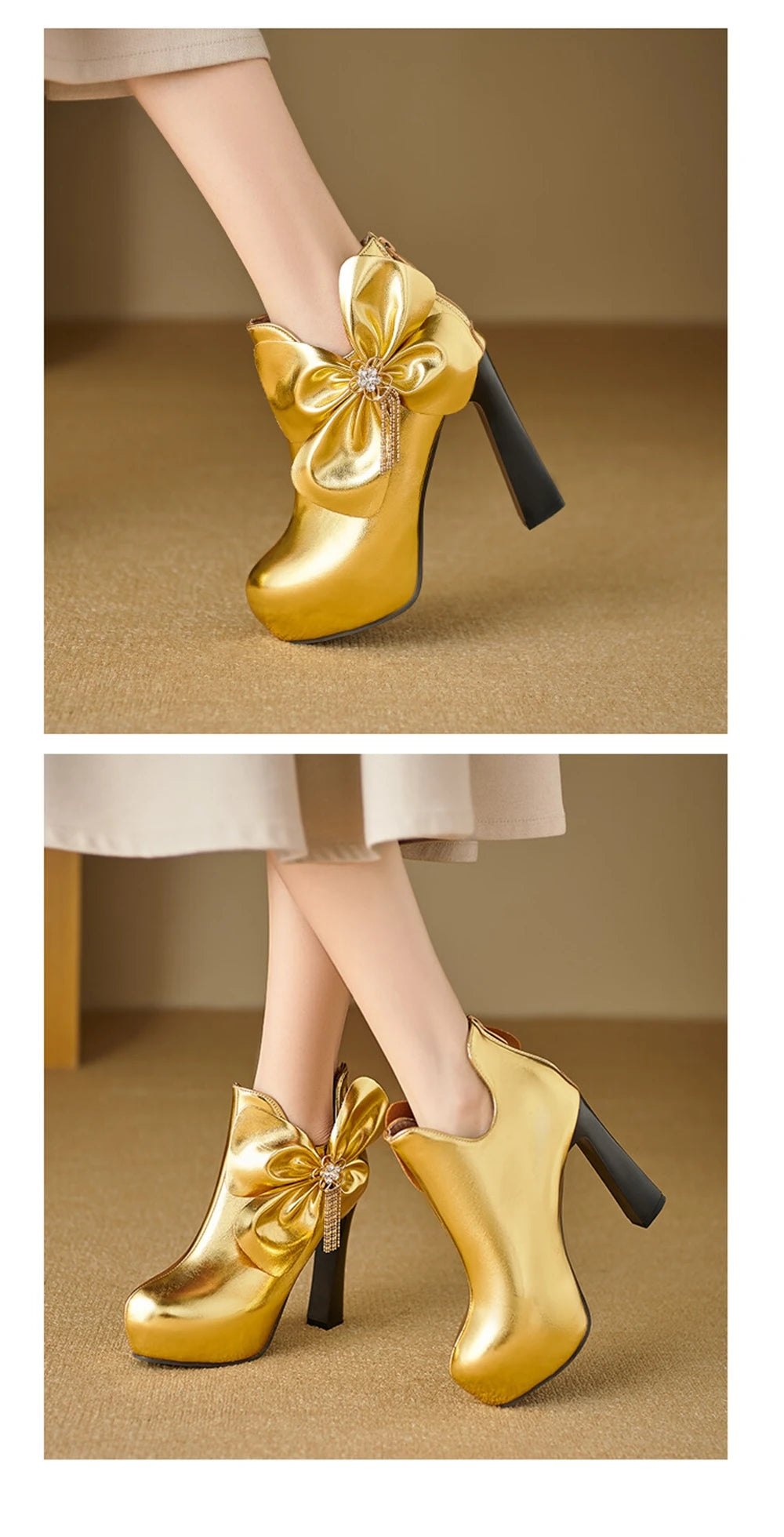 Women Spring and Autumn Fashion Round Head Coarse Heel Ankle Boots Dress Party Short Boots Work Clothes Women Shoes 55-8
