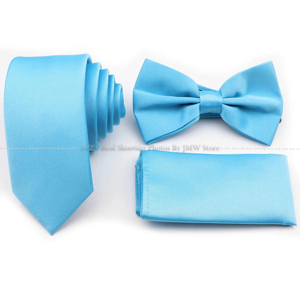 Ensemble cravate et nœud papillon violet bleu sauge vert en polyester, boutons de manchette et broche pour costume de marié, cravate de mariage, accessoire de chemise