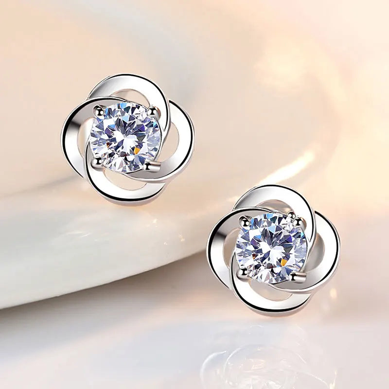 Boucles d'oreilles créoles en Zircon scintillant — Argent sterling 925