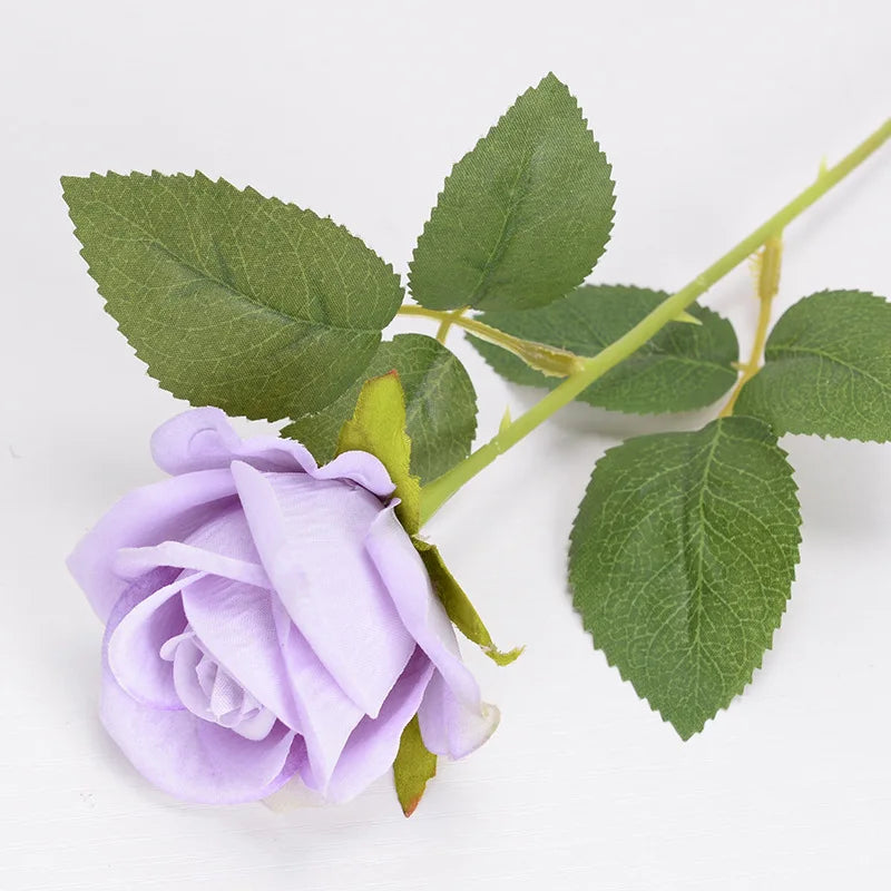 Velvet Artificial Rose Flowers for Wedding Décor & DIY (Set of 10)