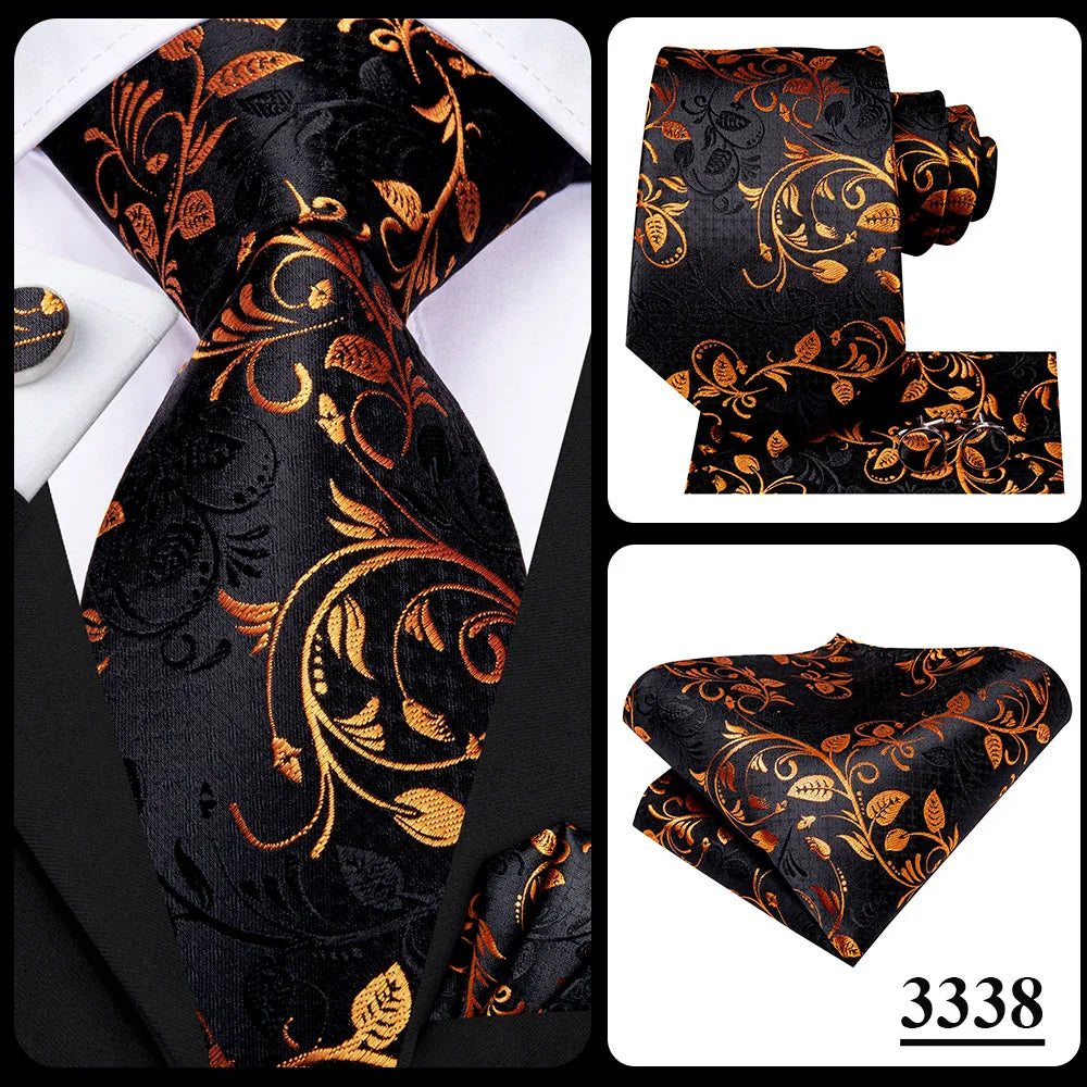 Silk Necktie Gift Set | Groom & Groomsmen Wedding Tie with Pocket Square & Cufflinks