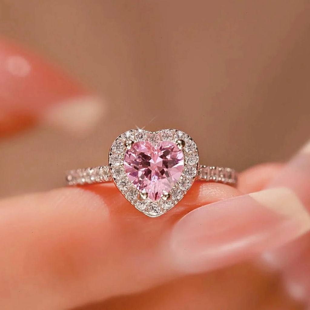 Bague en argent sterling 925 en forme de cœur avec zircone brillante pour femme, fiançailles, mariage, bijoux fins de luxe de haute qualité