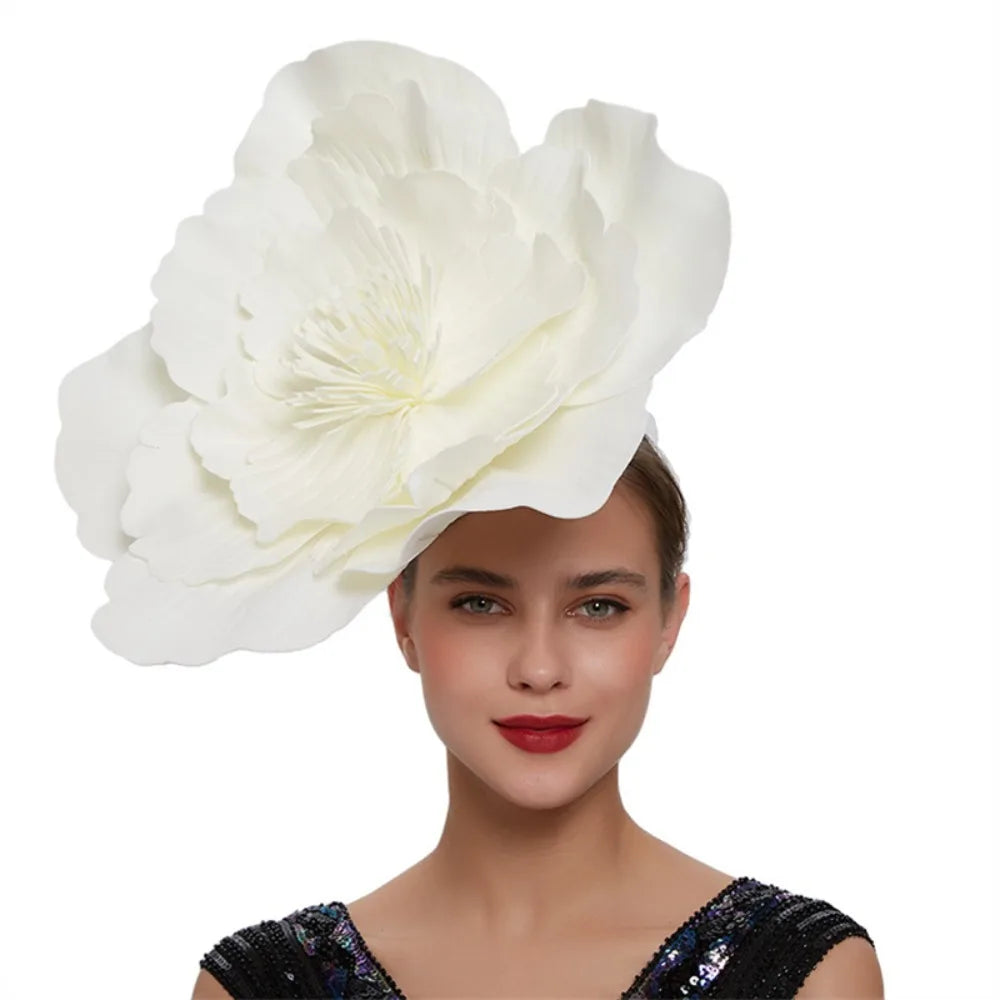 Fashion Hair Accessories Bridal Large Flower Hair Band Bow Hat Headdress Makeup Prom