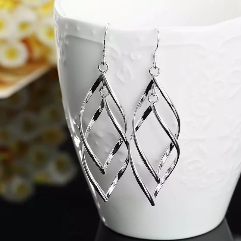 Boucles d'oreilles pendantes élégantes - Bijoux de mariée en argent sterling 925