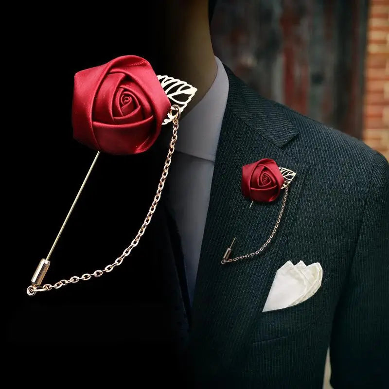 Groom & Groomsmen Boutonniere Corsage – Wedding Suit Buttonhole Accessory