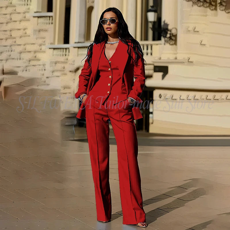Ensembles tailleur 3 pièces pour femme : veste, pantalon et gilet - Tenues décontractées élégantes pour le bureau - Vêtements féminins de haute qualité - Ensembles blazer chics et formels