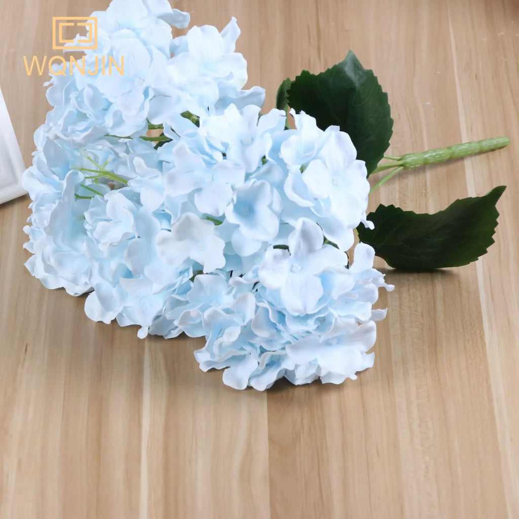 Grand bouquet de fleurs artificielles d'hortensia en soie rouge (5 têtes)