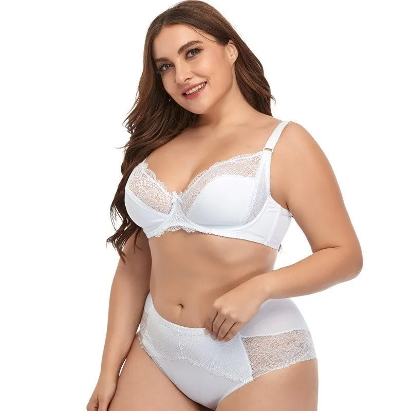 Ensemble de Lingerie Sexy en Dentelle Soutien-Gorge et Culotte Femme Grande Taille Bretelles Réglables Style Simple Confortable Beauwear