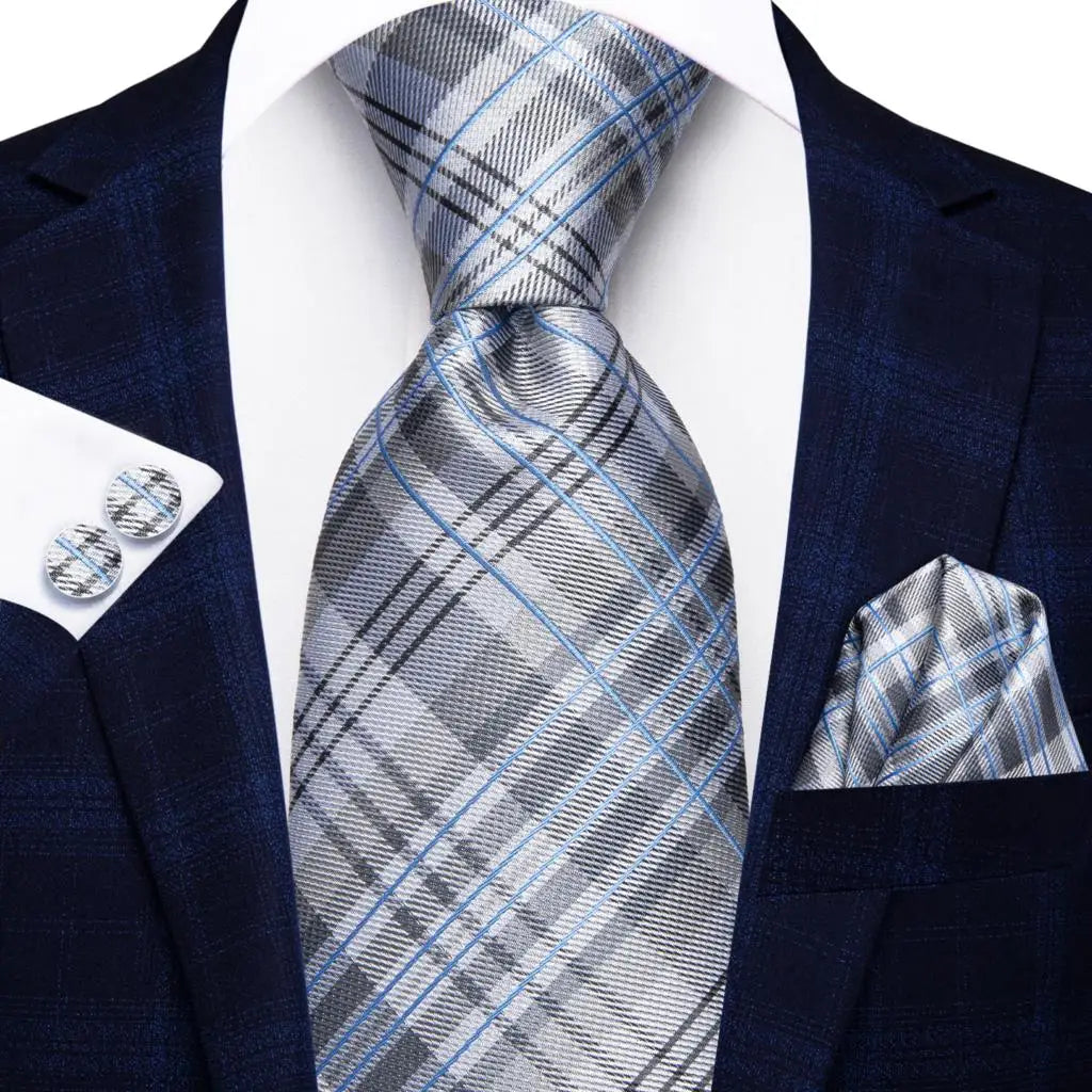 Silk Paisley & Floral Necktie Gift Set | Groom & Groomsmen Wedding Tie with Pocket Square & Cufflinks