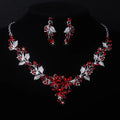 Purple Leaf & Flower Bridal Necklace & Earring Set
