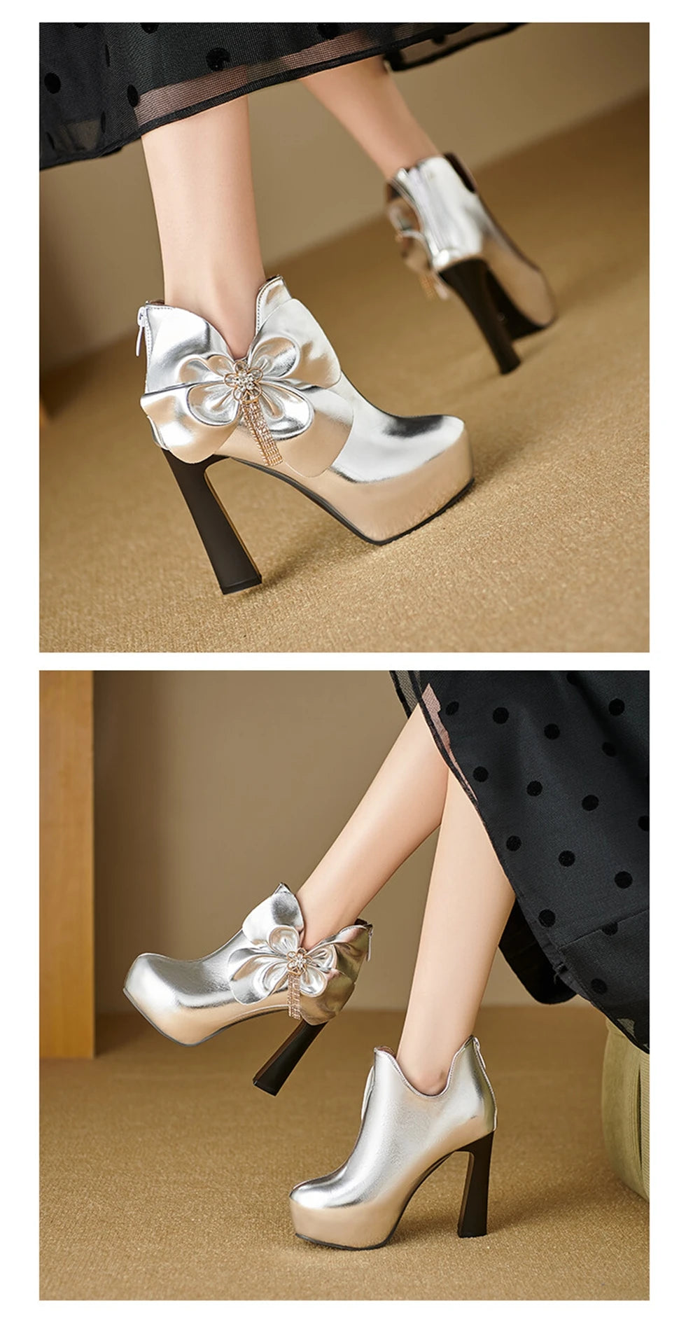 Women Spring and Autumn Fashion Round Head Coarse Heel Ankle Boots Dress Party Short Boots Work Clothes Women Shoes 55-8