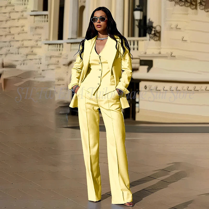 Ensembles tailleur 3 pièces pour femme : veste, pantalon et gilet - Tenues décontractées élégantes pour le bureau - Vêtements féminins de haute qualité - Ensembles blazer chics et formels