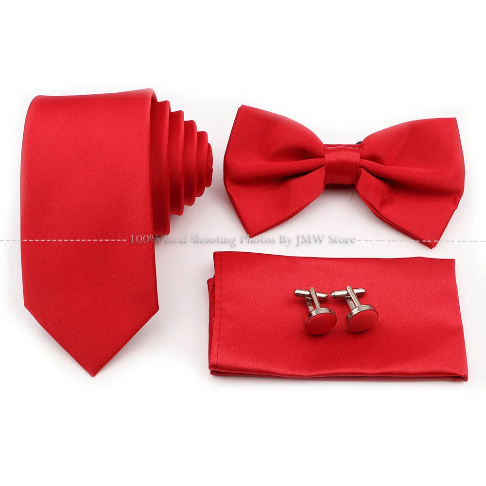 Ensemble cravate et nœud papillon violet bleu sauge vert en polyester, boutons de manchette et broche pour costume de marié, cravate de mariage, accessoire de chemise