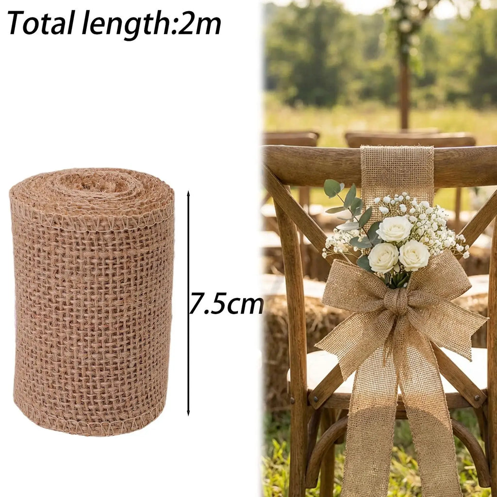 Jute Burlap Ribbon Roll DIY Handmade Craft Supplies for Wedding Decor Gift Wrapping Flower Bouquets Table Garland Party DIY
