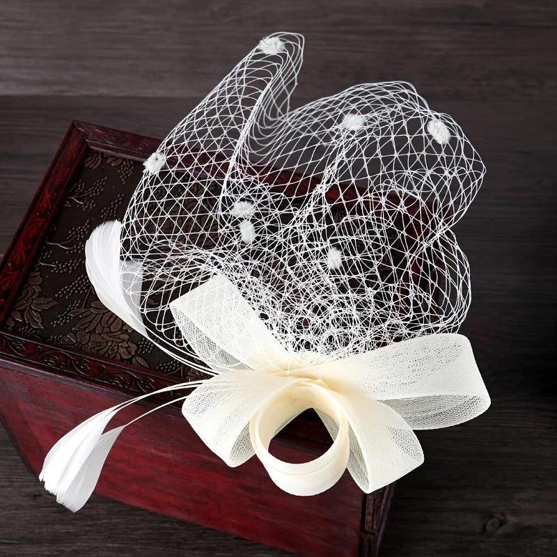 Voile de mariée en plumes avec nœud, accessoires de mariage, bijoux, coiffe de voile