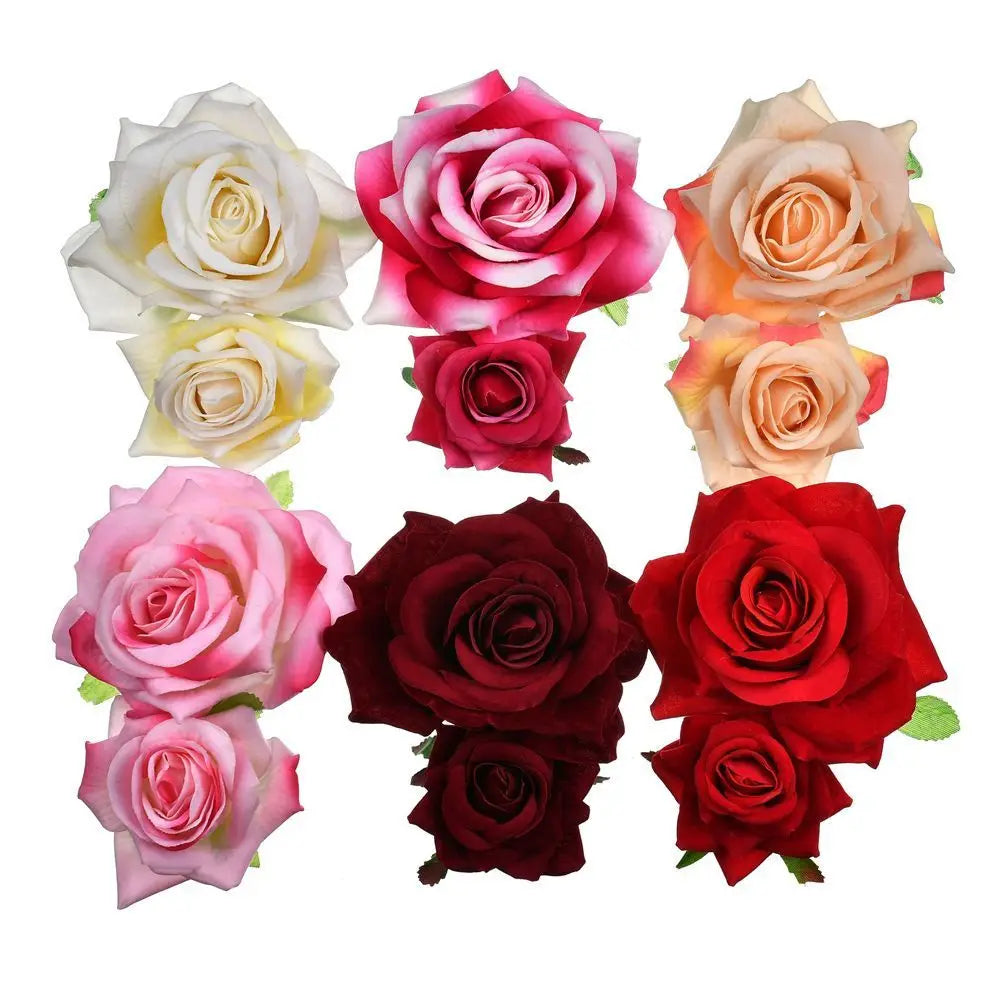 Accessoires de mariée élégants pour festival de mode Bijoux de cheveux de demoiselle d'honneur Double épingle à cheveux rose Pince à cheveux florale de mariée