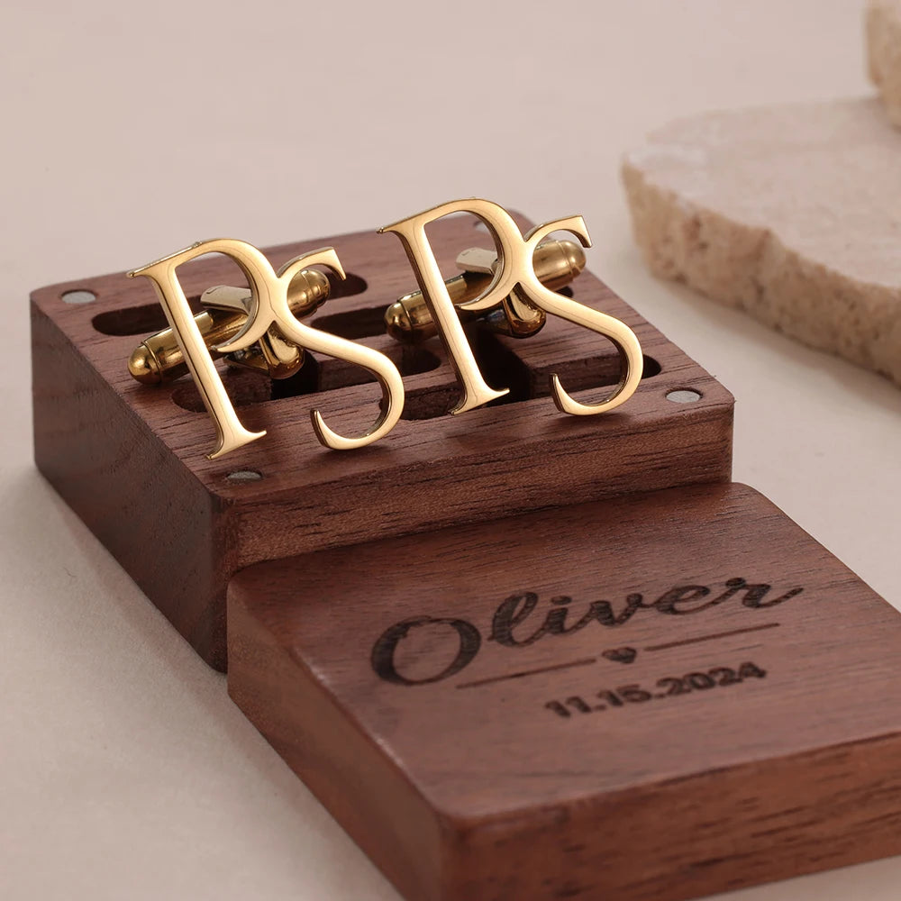 Personalized Initial Cufflinks for Men | Custom Monogram Groom & Wedding Gift