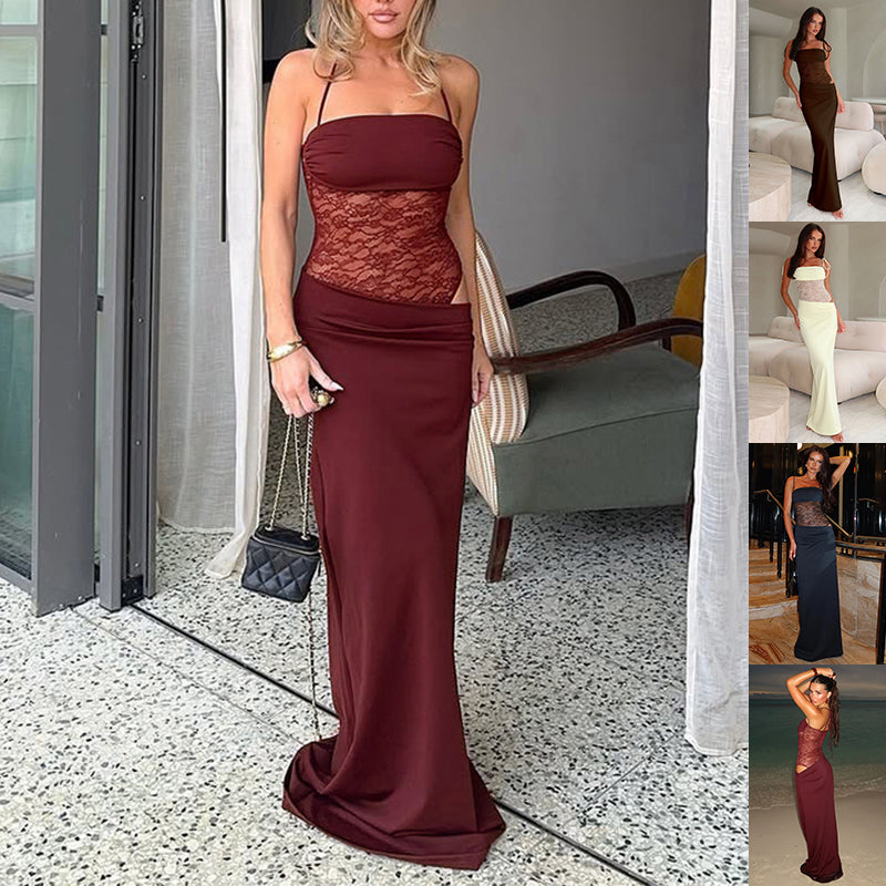Lace Spaghetti Strap Maxi Dress | Bridesmaid & Bridal Party