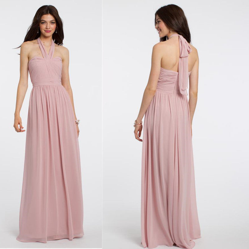 Robe longue de demoiselle d'honneur en mousseline | 12 modèles