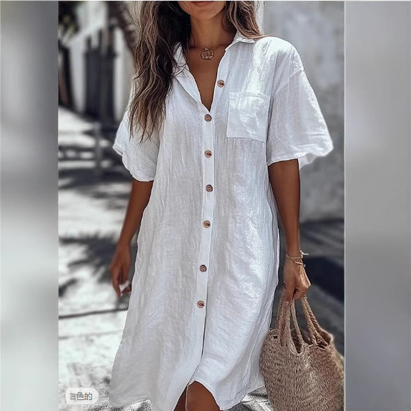 Robe chemise boutonnée pour les préparatifs de la mariée