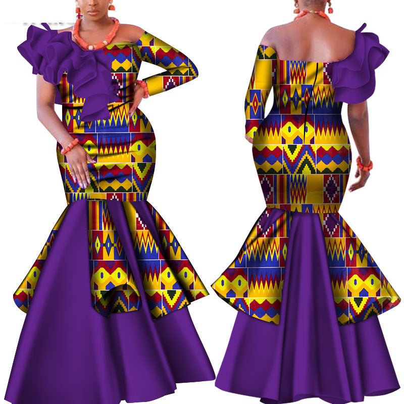 Robe longue en coton à imprimé africain | 10 styles au choix