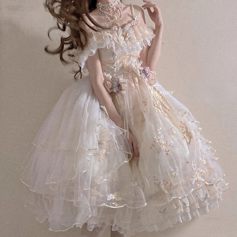 Robe de bal princesse en organza brodé