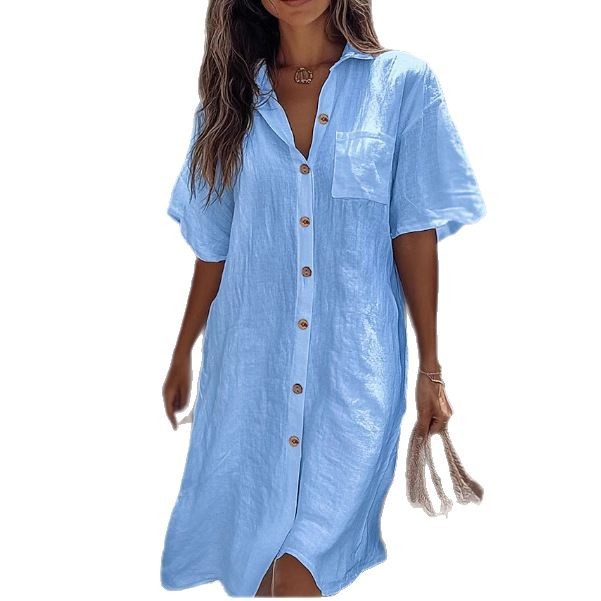 Robe chemise boutonnée pour les préparatifs de la mariée