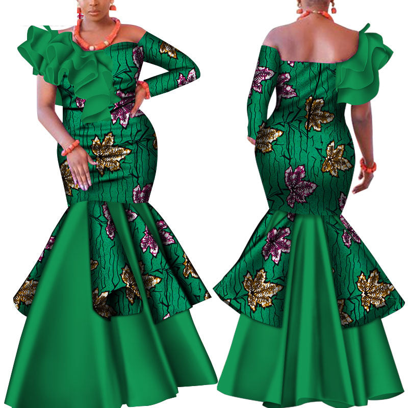 Robe longue en coton à imprimé africain | 10 styles au choix